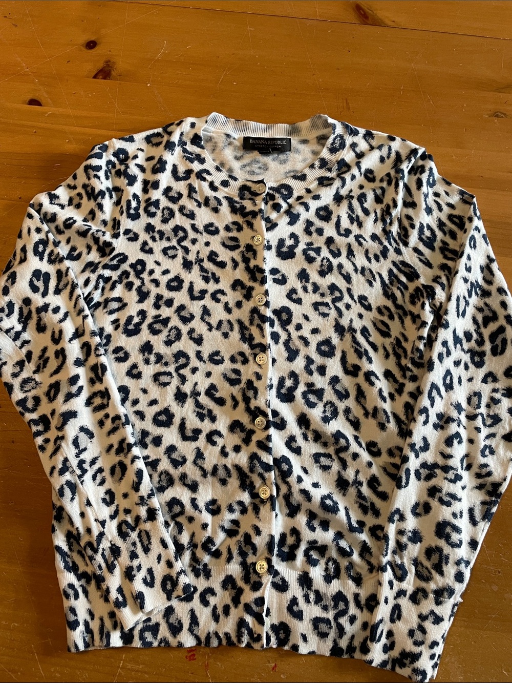 Banana Republic Leopard Print Cardigan in Cream and Black